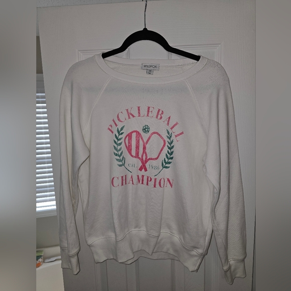 Wildfox Cream Sweatshirt with Pink Graphic - Picture 2 of 4